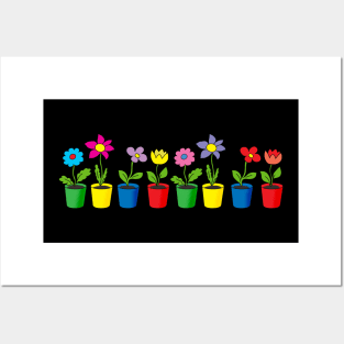 bright flowers in pots Posters and Art